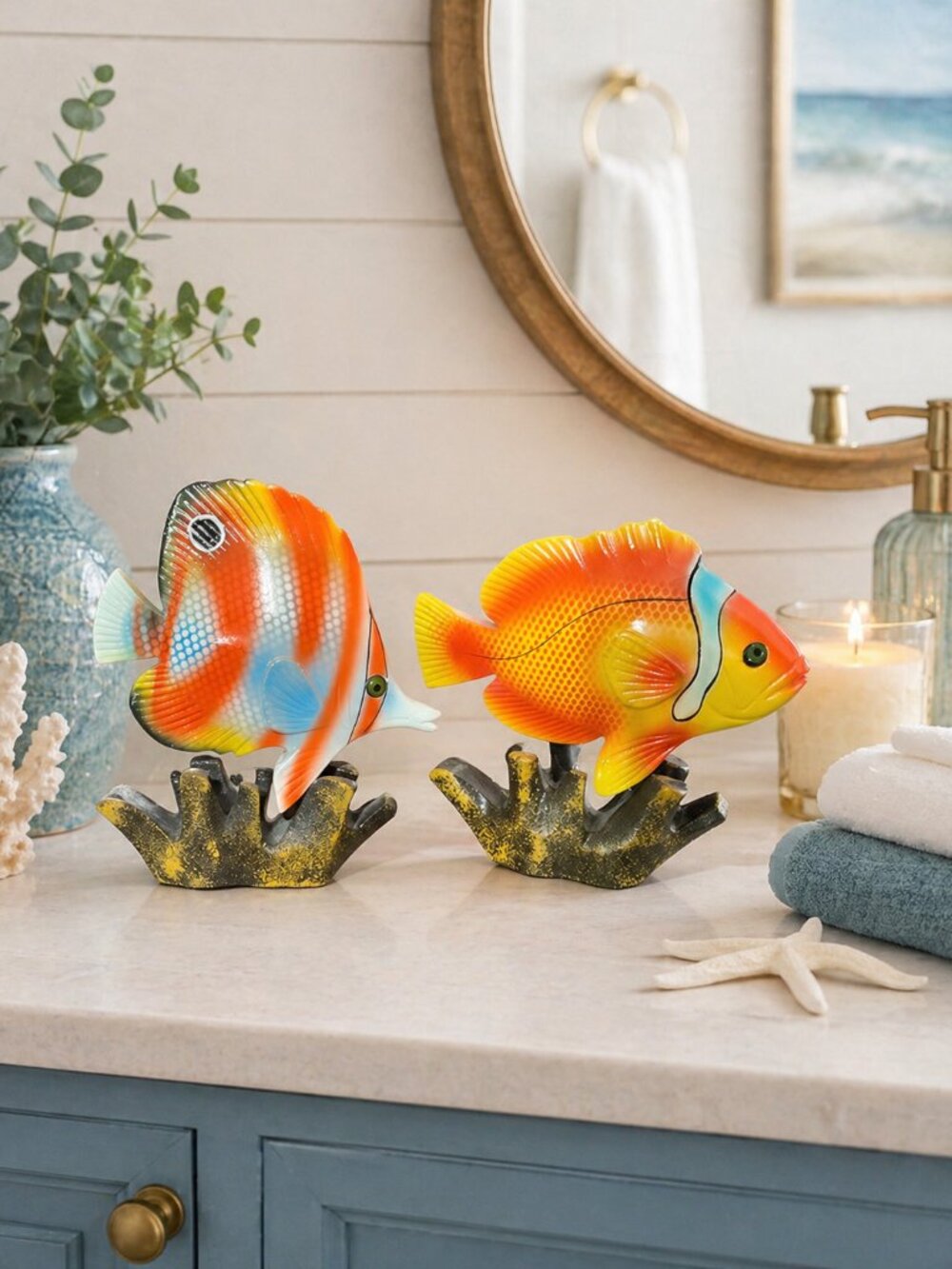 Colorful Tropical Fish Bathroom Decor Set